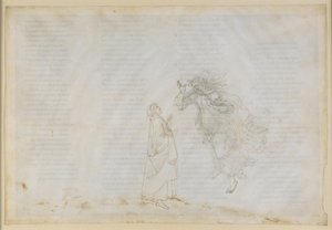 La Divina Commedia, Paradiso V. První sféra (měsíční nebe): Beatrice vysvětluje Dantovi zásady církevního dispensu; vzlet do sféry Marsu od Sandro Botticelli
