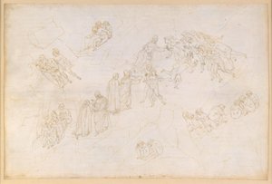 La Divina Commedia, Purgatorio V. Předočistec, střední zóna: ti, kteří zemřeli v důsledku násilného činu od Sandro Botticelli