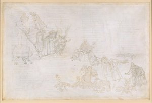 La Divina Commedia, Purgatorio XII. První kruh očistce: obrazy trestu za pýchu; anděl před schody vedoucími do druhého kruhu od Sandro Botticelli
