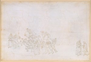 La Divina Commedia, Purgatorio XVIII. Čtvrtý kruh: Vergilius vysvětluje Dantovi princip lásky a úlohu svobodné vůle; pokání lenochů od Sandro Botticelli