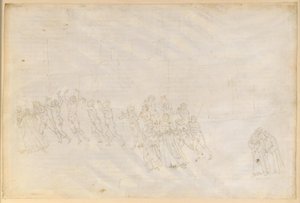La Divina Commedia, Purgatorio XVI. Třetí kruh očistce: pokání hněvivých; Danteho rozhovor s Marcem Lombardem od Sandro Botticelli