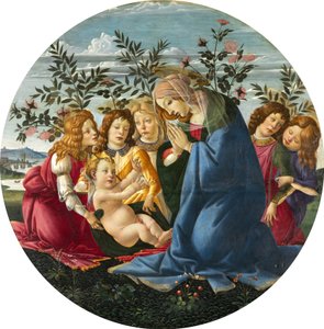 Madona zbožňující dítě s pěti anděly od Sandro Botticelli