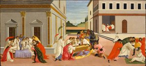 Tři zázraky svatého Zenobia od Sandro Botticelli
