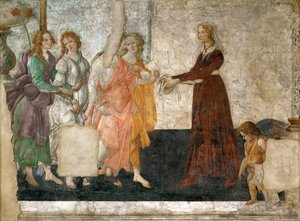 Venuše a Tři Grácie nabízejí dárky mladé dívce, 1484-1486 od Sandro Botticelli
