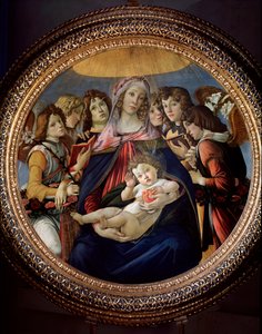 Panna a dítě a šest andělů řekli Madonna della Melagrana nebo Melograno od Sandro Botticelli