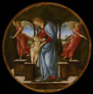 Panna s dítětem a dvěma anděly od Sandro Botticelli