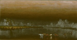 Krávy v rybníku při západu slunce, 1860. od Sanford Robinson Gifford