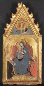 Panna a dítě zbožňované svatými Marií Magdalenou a Mikulášem z Bari, Kristus ukřižovaný..., 1400. léta.