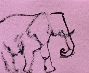 Minimalistický růžový slon od Santhosh ch