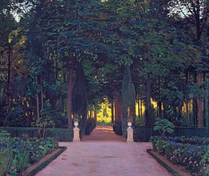 Zahrady v Aranjuez, Rusinol, James (1861-1931). Olej na plátně, kolem roku 1899. Rozměry: 117x139 cm. Kolekce Ablo