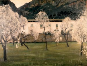 Krajina s květinami ve stromech. Obraz Santiago Rusinol y (i) Prats (1861-1931). Olej na plátně Barcelona. Národní muzeum umění Katalánska. od Santiago Rusinol i Prats