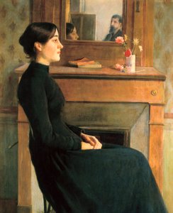 Portrét ženy, malba Santiago Rusinol y Prats