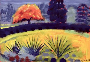 Botanická zahrada, podzim (olej na kartě) od Sara Hayward