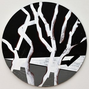 Twixt Heaven & Earth XIV-B (akryl na kruhové desce) od Sara Hayward