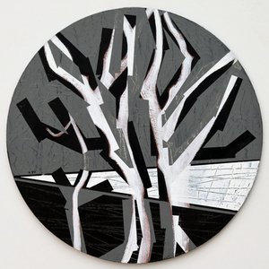 Twixt Heaven & Earth XVII-B (akryl na kruhové desce) od Sara Hayward