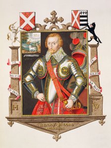 Portrét Henryho, 5. lorda Windsora (1562-1615) z „Paměti dvora královny Alžběty“, vydané v roce 1825 (wc a kvaš na papíře)