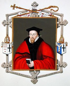 Portrét Johna Whitgifta (asi 1530-1604), arcibiskupa z Canterbury, z knihy "Memoirs of the Court of Queen Elizabeth", vydané v roce 1825 (akvarel a kvaš na papíře) od Sarah Countess of Essex