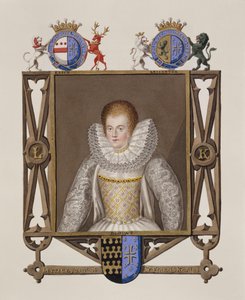 Portrét Lettice Knollys (asi 1541-1634) Dcera sira Francise Knollyse z Memoárů dvora královny Alžběty, vydané v roce 1825 (wc a kvaš na papíře)