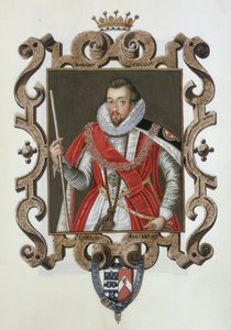 Portrét Roberta Cecila (1563-1612) 1. hraběte ze Salisbury z „Paměti dvora královny Alžběty“, vydané v roce 1825 (wc a kvaš na papíře)