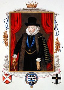 Portrét sira Thomase Cecila (1542-1623) 1. hrabě z Exeteru, 2. lord Burghley z „Paměti dvora královny Alžběty“, vydané v roce 1825 (akvarel a kvaš na papíře) od Sarah Countess of Essex