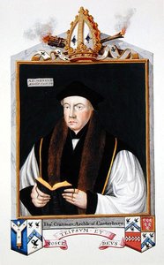 Portrét Thomase Cranmera (1489-1556) arcibiskupa z Canterbury z „Paměti dvora královny Alžběty“, vydané v roce 1825 (akvarel a kvaš na papíře) od Sarah Countess of Essex