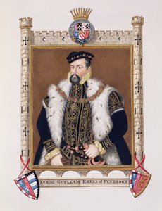 Portrét Williama Herberta (asi 1506-70) 1. hraběte z Pembroke z „Paměti dvora královny Alžběty“, vydané v roce 1825 (wc a kvaš na papíře)