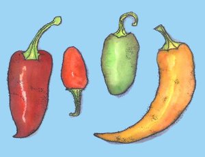 Chilli papričky, 2013, (monotisk) od Sarah Thompson Engels
