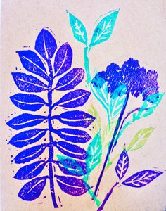 Flora (linoryt) 2020 od Sarah Thompson Engels