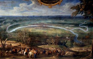 Akce Ludvíka II. Bourbonského, prince z Conde (Bourbon-Conde) (Grand Conde) (1621-1686), blokáda Paříže v roce 1649 během frondy malby Spasitele Le Conte (Leconte, Le Comte, Lecomte) (1659 -1694) Chantilly ze 17. století, Musee Conde