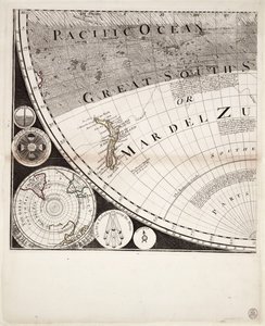 Nová a správná mapa světa (výřez), cca 1774 (kolorovaná rytina)