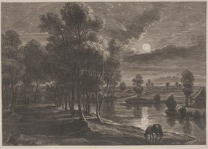 Měsíční říční krajina od Schelte Adams Bolswert, after Sir Peter Paul Rubens