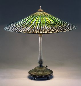 Stolní lampa z olovnatého skla a bronzu "Lotus". od School American