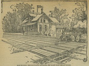 Elm Station, West Philadelphia, Pennsylvania Railroad, USA (litho) od School American