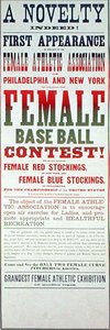 Plakát inzerující ženský baseballový zápas (barevná litho) od School American