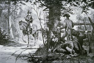 Zajetí majora Johna Andreho (litho) od School American