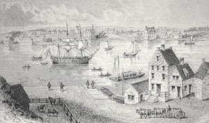 Trajekt, New York, cca 1750 (litho)