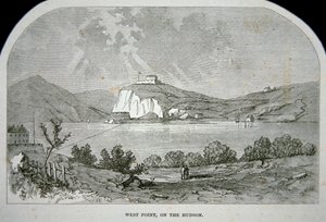 West Point, klíčová pevnost, kterou Benedict Arnold plánoval dodat Britům během války za nezávislost (litho) od School American