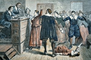 Čarodějky ze Salemu - dívka očarovaná při procesu v roce 1692 (barva lito)