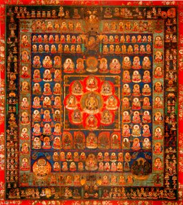 Buddhismus: mandala taizokai (Garbhadhatu) řekl o světě matrixu - Anonymní kvaš na hedvábí, 8.-9. století Rozměr 187x164,3 cm To-Ji Kyoto, Japonsko od School Asian