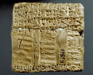 Asyrská civilizace: vyrytá krabice klínových znaků týkající se výroby dvou stříbrných dolů. Istanbul, Archeologické muzeum