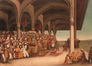 Bez názvu (Svlečení Draupadi), c. konec 19. století (olej na plátně) od School Bengali
