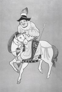 Mongolský lučištník podle čínské kresby (litho) od School Chinese