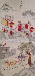 Deska z osmistěnného plátna s vyobrazením slavných čínských příběhů (přírodní pigmenty na papíře) od School Chinese