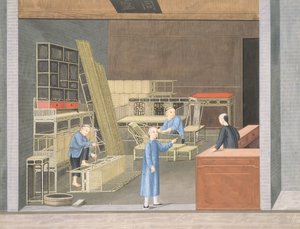 Obchod s bambusovým nábytkem (kvaš a akvarel na papíře) od School Chinese