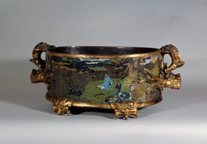 Čínské umění: mezipaměť bank v e-mailu Cloisonne. Paříž 16. století, dekorativní umění od School Chinese