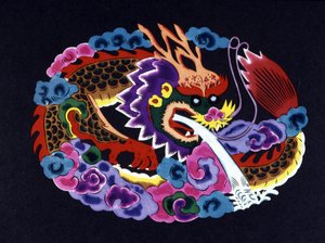 Čínský papír řezaný a barevný s drakem od School Chinese