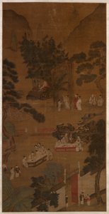 Elegant Gathering in the Western Garden, cca 1600 (inkoust a barva na hedvábí) od School Chinese