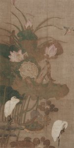 Lotosy, hmyz a ptáci, závěsný svitek od School Chinese
