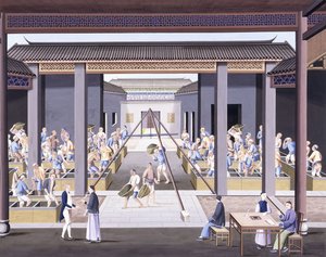 Pounding the Tea, cca 1800 (kvašové kresby na silném nativním papíře) od School Chinese