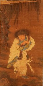 Nesmrtelný Han Shan (inkoust a barva na hedvábí) od School Chinese